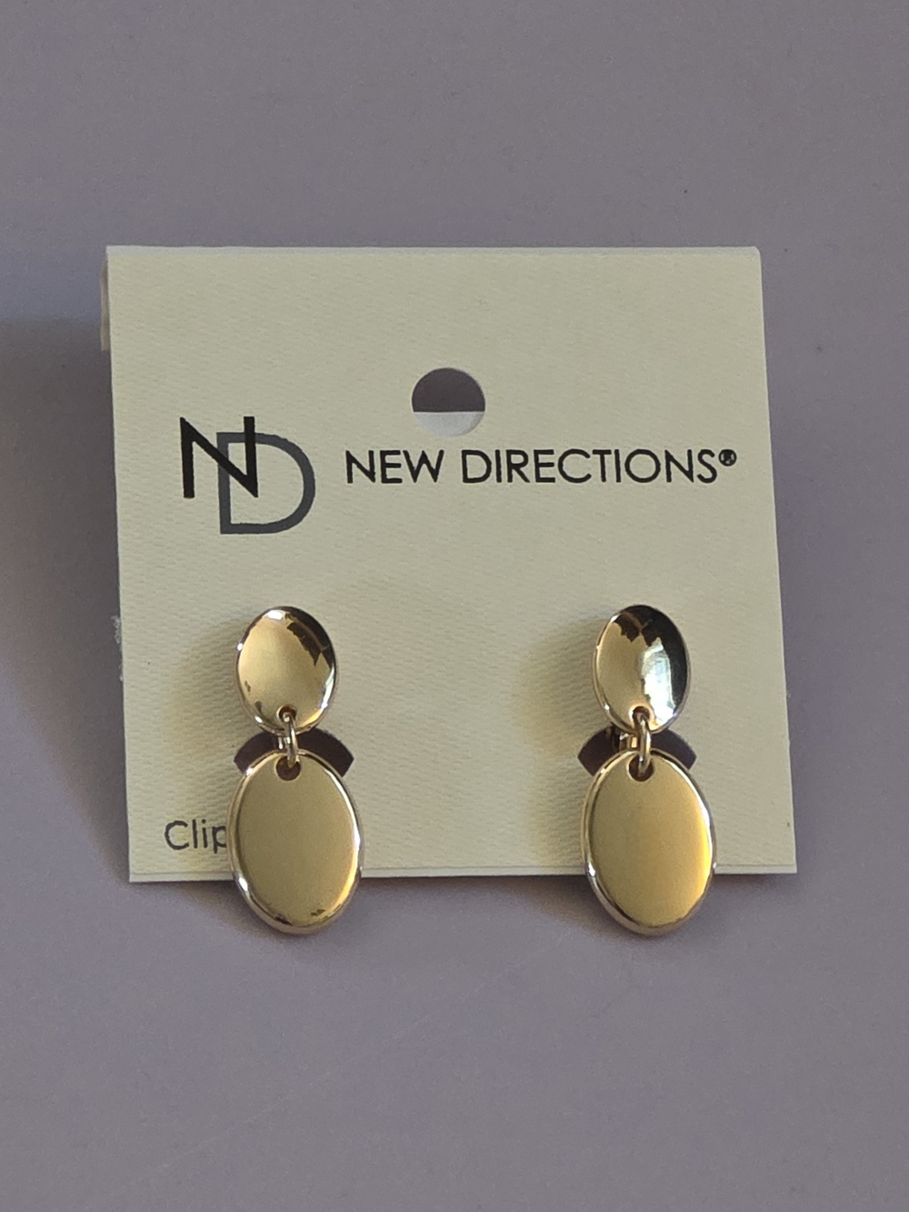 New Directions Gold-Tone Double Oval Clip-On Earrings